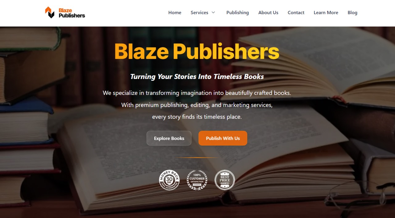 Blaze Publishers website preview